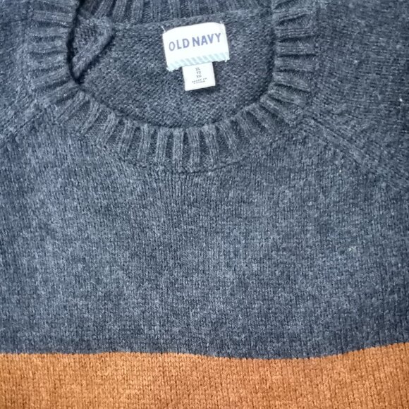 OLD NAVY WOOL CREW NECK SWEATER INK BLUE HEATHER STRIPED MEN XL - Picture 1 of 7